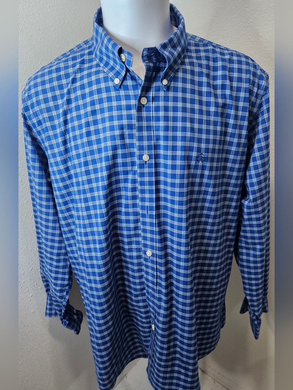 Brooks Brothers Blue Plaid Button Longsleeve Men's XXL